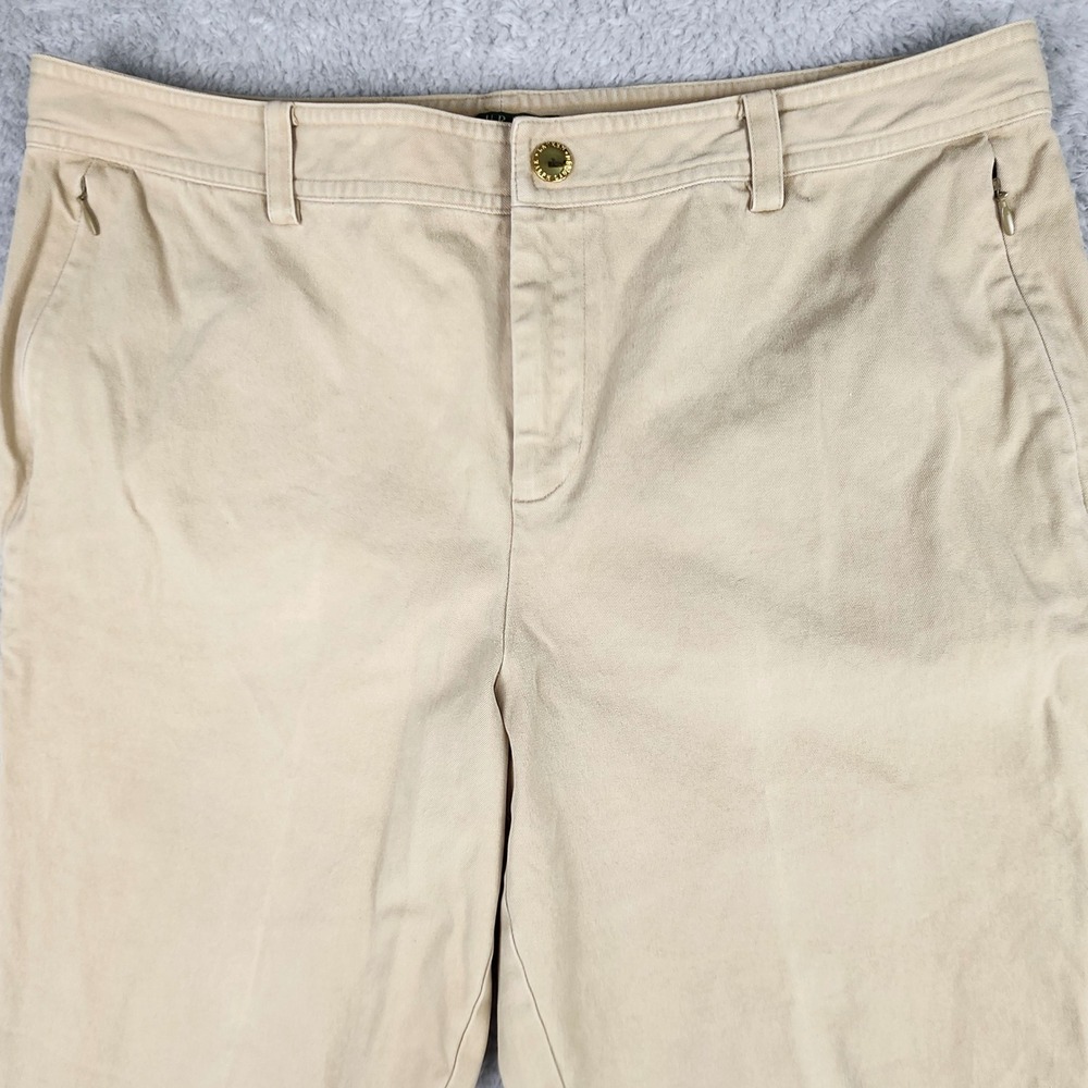 Lauren Ralph Lauren Chino Pants Women 14 Tan Beige Stretch Straight Leg - Picture 5 of 13